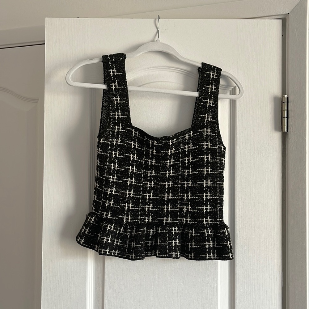 Black Knit style Houndstooth Zara Top